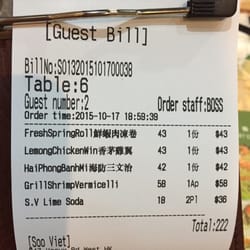 Soo Viet - Check without the chicken salad, 270 including it
