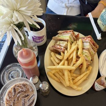 Mimo's Cafe - turkey club sandwich with a side of fries, small mocha latte, and decaf coffee - Diners Near Me - Whittier, California Mimo's Cafe - turkey club sandwich with a side of fries, small mocha latte, and decaf coffee - Diners Near Me - Whittier, California
