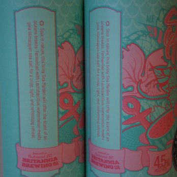 Britannia Brewing - Closeup of Sea maiden watermelon sour label - Breweries Near Me - Richmond, British Columbia