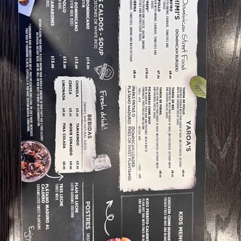 The Chimi Spot - a menu on a table - Dominican Near Me - Orlando, Florida