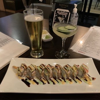 Edoko Sushi & Robata - Dallas Roll and Cucumber Dream drink. And beer.  Happy Birthday Ashley Osborne. - Sushi Bars Near Me - Richardson, Texas
