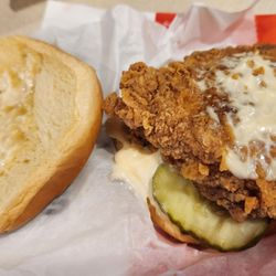KFC - The bottom bun was half hard and stale.