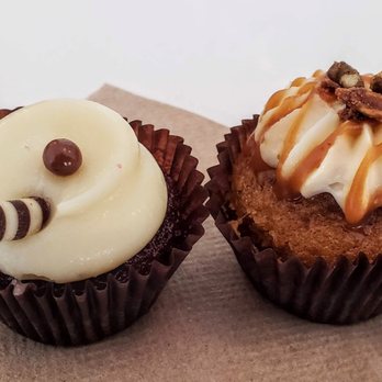 Cupcakin' Bake Shop - Red Velvet cupcake (left) - Bakeries Near Me - Berkeley, California