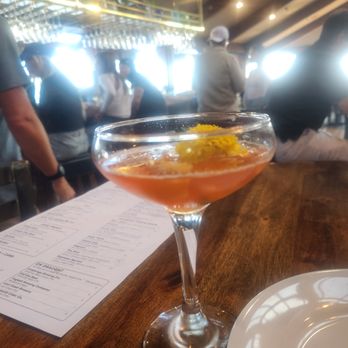 Rocker Oysterfeller's - The Paper Plane in a 8 to 10oz coupe glass - Seafood Near Me - Bodega Bay, California Rocker Oysterfeller's - The Paper Plane in a 8 to 10oz coupe glass - Seafood Near Me - Bodega Bay, California