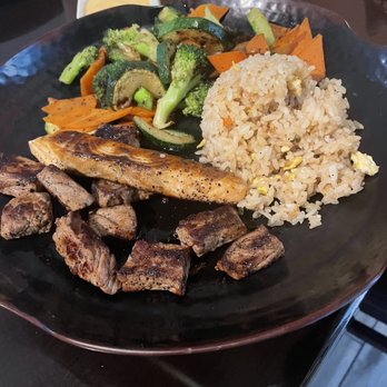 Sushi Monster - Hibachi plate with steak, salmon and fried rice - Sushi Bars Near Me - Missouri City, Texas