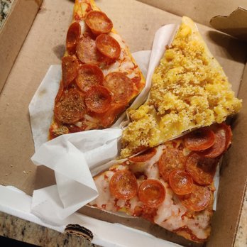 Lily's Pizza - 3 slices - ordered through Too Good To Go ($5) - 2 pepperoni, 1 mac and cheese - Pizza Near Me - Boston, Massachusetts Lily's Pizza - 3 slices - ordered through Too Good To Go ($5) - 2 pepperoni, 1 mac and cheese - Pizza Near Me - Boston, Massachusetts