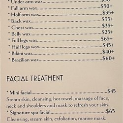 Waxing/Facial options