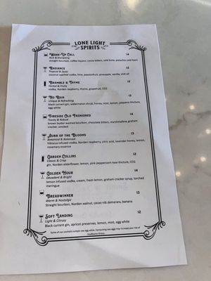 Menu photo 7 Lone Light Spirits Farmington, MI