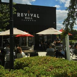The patio at Revival Hall Taproom is the perfect spot to unwind. Spacious, welcoming, and where community gathers.