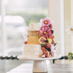 Ollie's American Cheese + Provisions - Custom Cheese Wheel Cake with honeycomb layer and florals