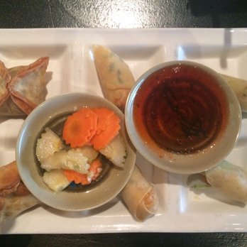 ShabaShabu - Thai sampler appetizer---veggie roll, seafood roll, and Sam pow thong - Japanese Near Me - Raleigh, North Carolina ShabaShabu - Thai sampler appetizer---veggie roll, seafood roll, and Sam pow thong - Japanese Near Me - Raleigh, North Carolina