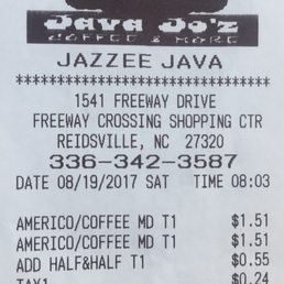I easily pay this for 1 premium espresso drink at other coffee places. This is two medium Americanos, 1 extra shot and steamed half and half
