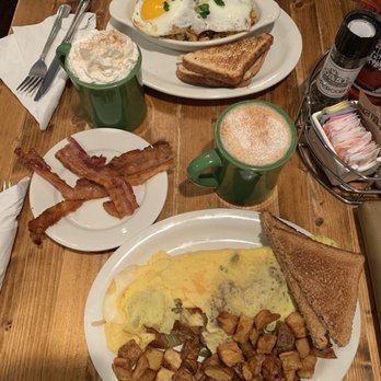 Toast - Sausage and Pepper Omelette side order of bacon  Crab hash - Breakfast & Brunch Near Me - Montclair, New Jersey