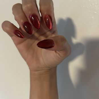 Nailspa Excel - Red dip with cat eye gel on top. - Nail Salons Near Me - La Verne, California Nailspa Excel - Red dip with cat eye gel on top. - Nail Salons Near Me - La Verne, California