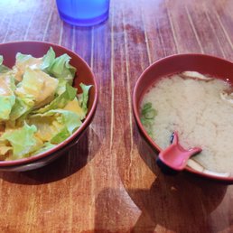 Salad and miso soup for bento