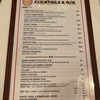 MAKfam - Cocktail menu - Chinese Near Me - Denver, Colorado