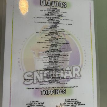 Sno Bar - Flavor description menu - Shaved Ice Near Me - Queens, New York