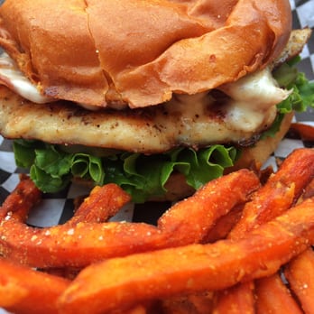 Grinderz - Chicken sandwich and sweet potato - Burgers Near Me - Huntington Beach, California Grinderz - Chicken sandwich and sweet potato - Burgers Near Me - Huntington Beach, California