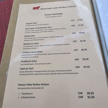 Rother Ochsen - The Swiss German menu of Salads - Gastropubs Near Me - Stein am Rhein, SH