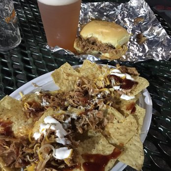 The Big E - BBQ pulled chicken sandwich and "cowboy nachos" (pulled chicken, sour cream, cheese and BBQ sauce on nachos) - Stadiums & Arenas Near Me - West Springfield, Massachusetts The Big E - BBQ pulled chicken sandwich and "cowboy nachos" (pulled chicken, sour cream, cheese and BBQ sauce on nachos) - Stadiums & Arenas Near Me - West Springfield, Massachusetts