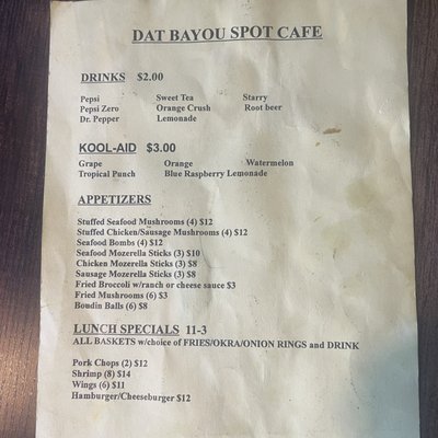 Menu photo 1 Dat Bayou Spot Cafe Cedar Hill, TX Menu photo 1 Dat Bayou Spot Cafe Cedar Hill, TX