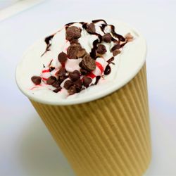 Cuties Lemonade and More - PEPPERMINT SWIRL HOT-CHOCOLATE Ghirardelli Chocolate & Peppermint glaze, Whole Milk Peppermint Extract, Marshmallows, warmed Alkaline water