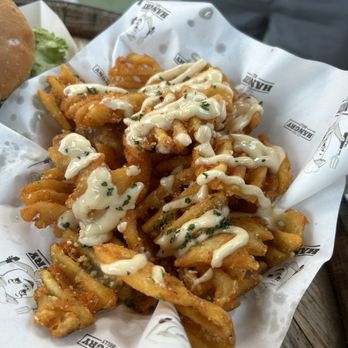 Hangry Belly - Trufflin Waffle Fries were enough for three to share and take home - Burgers Near Me - Long Beach, California
