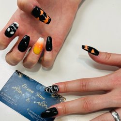 Ocean Star Nail Spa - powder gel manicure with holloween design