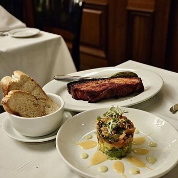 Amber Steakhouse - Salmon Tartar Grilled Bacon - Steakhouses Near Me - Brooklyn, New York