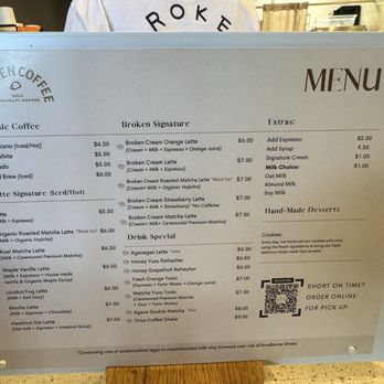 Broken Coffee - Spring Mountain - Menu at Broken Coffee. - Coffee & Tea Near Me - Las Vegas, Nevada