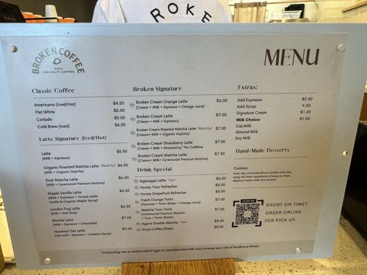 Menu photo 1 Broken Coffee - Spring Mountain Las Vegas, NV