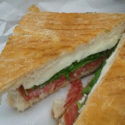 Gastronomia Italia - A lovely salami and mozzarella panini, can't go wrong for  £4.50. (It's bigger then it looks)