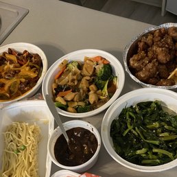 Ginger beef, Budha's feast, Honey garlic spareribs, Chinese broccoli in garlic sauce Ginger beef, Budha's feast, Honey garlic spareribs, Chinese broccoli in garlic sauce