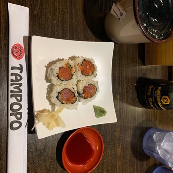 Tampopo Restaurant - Spicy Tuna Hand Roll and green tea - Sushi Bars Near Me - Gardena, California Tampopo Restaurant - Spicy Tuna Hand Roll and green tea - Sushi Bars Near Me - Gardena, California