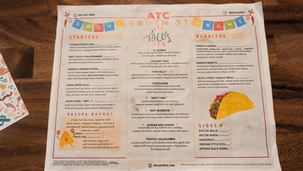 Menu photo 3 ATC South St Litchfield, CT
