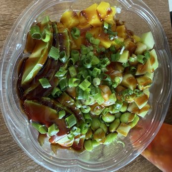 Boba Norcal - Poke bowl with scallops, salmon, all mix ins with unagi sauce - Poke Near Me - Novato, California