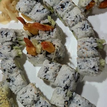 Fin's Japanese - 2x Shrimp Tempura Roll (no sauce, no fish eggs), 2x California Roll (no fish eggs) - Sushi Bars Near Me - Panama City, Florida Fin's Japanese - 2x Shrimp Tempura Roll (no sauce, no fish eggs), 2x California Roll (no fish eggs) - Sushi Bars Near Me - Panama City, Florida