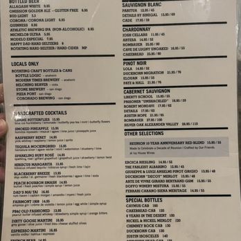 Reunion Kitchen + Drink - Drink list - New American Near Me - Corona, California