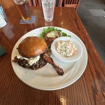 Henry's Pub - Blue Bleu Cheese Bacon Burger with slaw - American Near Me - Loveland, Colorado Henry's Pub - Blue Bleu Cheese Bacon Burger with slaw - American Near Me - Loveland, Colorado