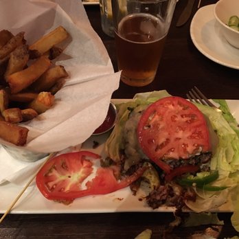 Plan B Burger Bar - This is the Baja Burger in the grass with no bun, and some amazing hand cut steak fries. This was very enjoyable on the pallet! - Burgers Near Me - Springfield, Massachusetts