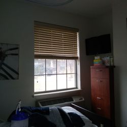 Green Oaks Nursing And Rehabilitation - Window. Mom was enjoying her bed after physical therapy, so its not made.