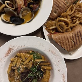 The Basement - Short Rib Pasta and Chicken & Brie Panini - American Near Me - Staten Island, New York