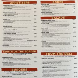Hideaway Restaurant & Woodfire Pizza - Wow the New menu!!!