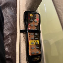 Massage Chair Remote zip tied to the chair