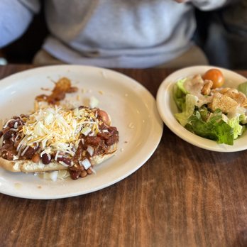 Chuck Wagon Restaurant - One of the specials: chili cheese dog and salad - my son loved it! - American Near Me - Lava Hot Springs, Idaho Chuck Wagon Restaurant - One of the specials: chili cheese dog and salad - my son loved it! - American Near Me - Lava Hot Springs, Idaho