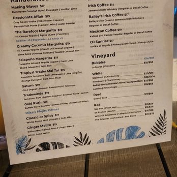 Barefoot Bar & Grill - Bar menu - New American Near Me - San Diego, California