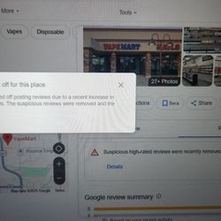 Vape Mart - Can't leave Google reviews anymore.