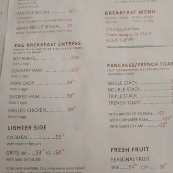 Lillie Maes Place - Breakfast menu - American Near Me - Chattanooga, Tennessee