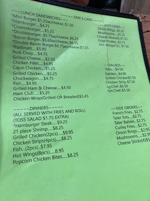 Menu photo 1 Fayes Cafe Gainesboro, TN