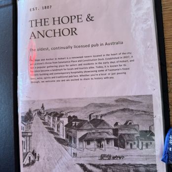 Hope and Anchor Tavern - The front of the menu - Bars Near Me - Hobart, TAS Hope and Anchor Tavern - The front of the menu - Bars Near Me - Hobart, TAS
